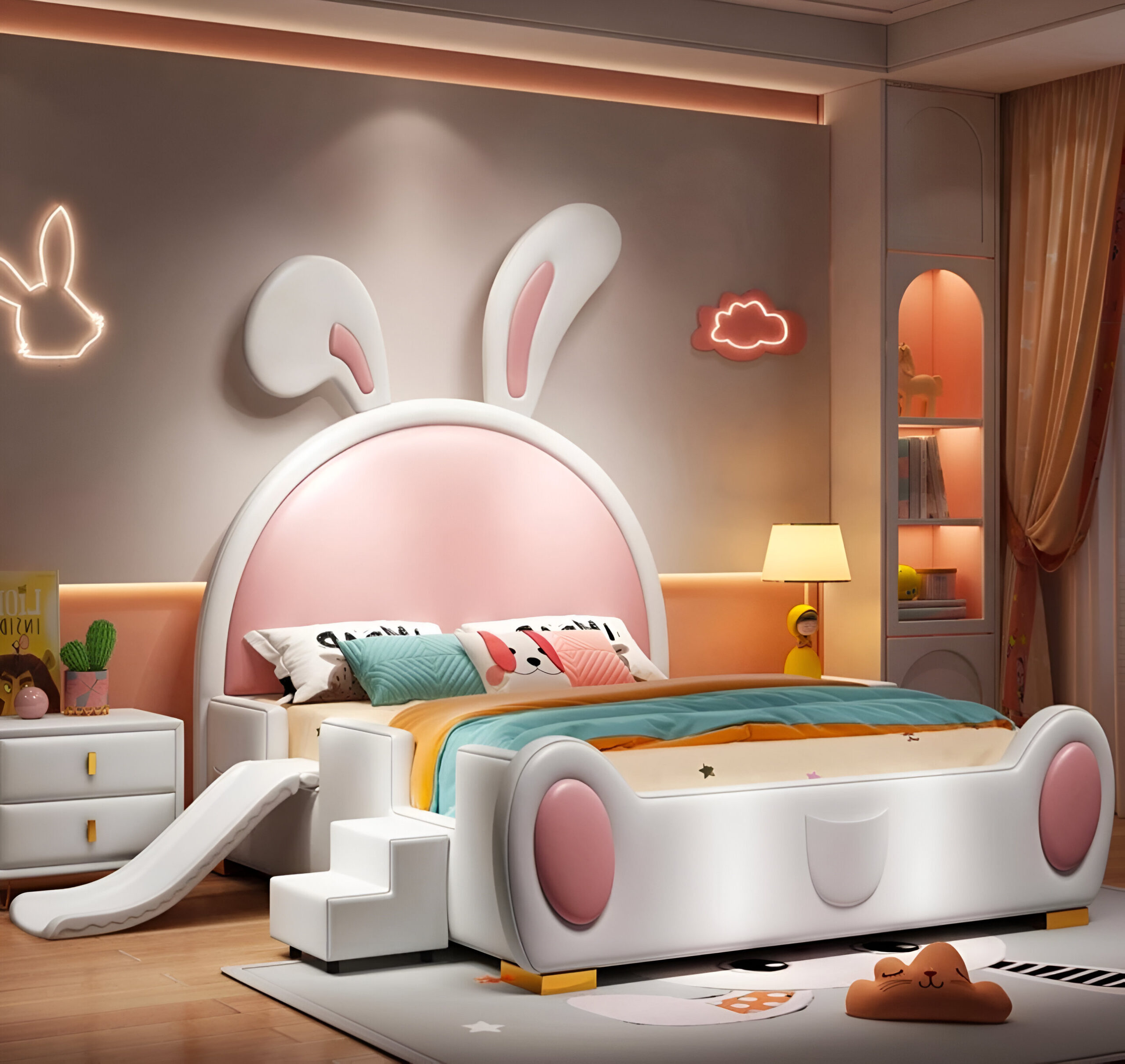 Lit Enfant Bunny – Douceur Ludique et Confort Sécurisé