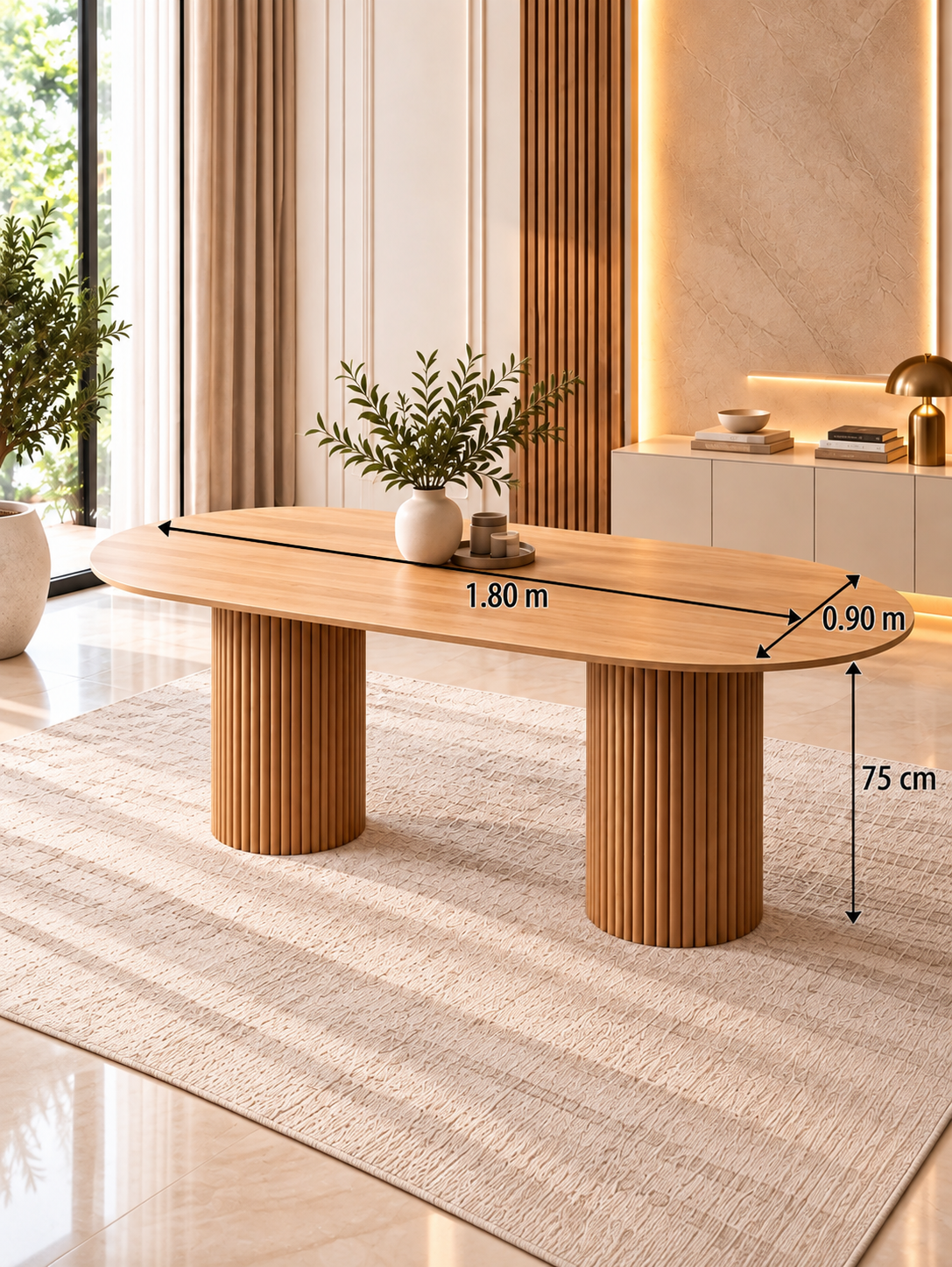 Salle à Manger Chêne Beige Crème Épuré – 6 chaise – Image 2